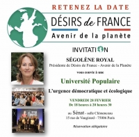 Inscrivez-vous à la Première université populaire de Désirs de France, Avenir de la planète